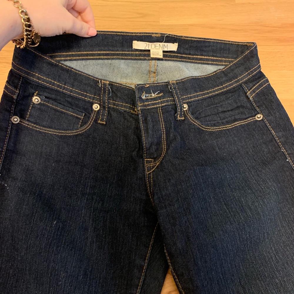 Forever21 dark blue stitch ankle zip skinny sz 26